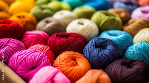 Scenes of a crochet workshop with a diverse palette of colorful yarn, offering a variety of options for creative projects.
