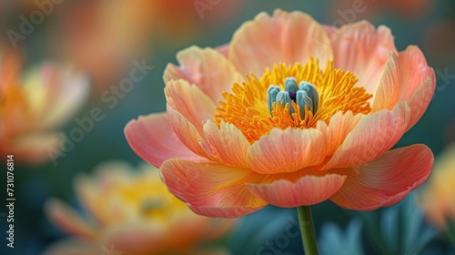 a close up of a pink flower with two blue birds in the middle of the middle of the center of the flower. photo