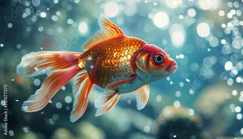 Goldfish swimming gracefully in the water, close-up view.