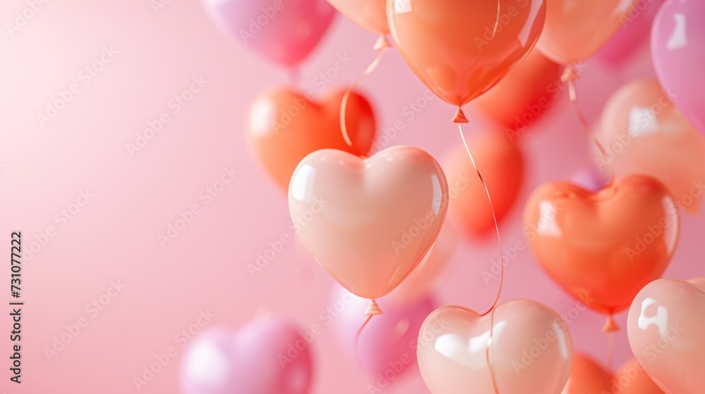 Group of Heart Shaped Balloons Floating in the Air