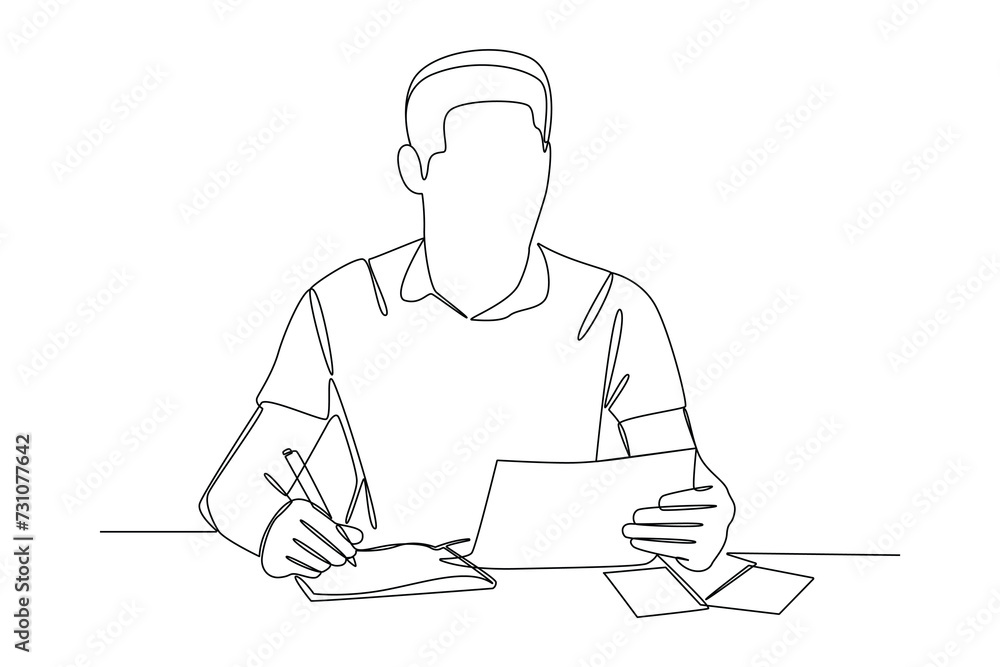Continuous one line drawing copy writing concept Doodle vector illustration