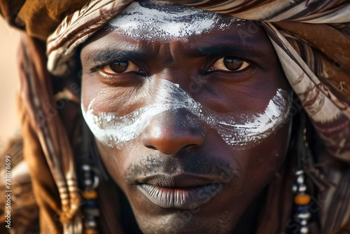 JI Saharan Man with White drawings on the face.