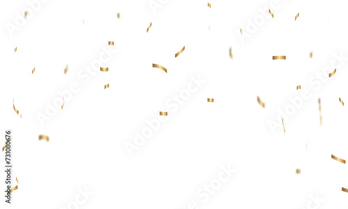 Abstract luxury golden confetti glitter and zigzag ribbon falling down on transparent background. Holyday, festive and celebration background. © Ahmad Araf