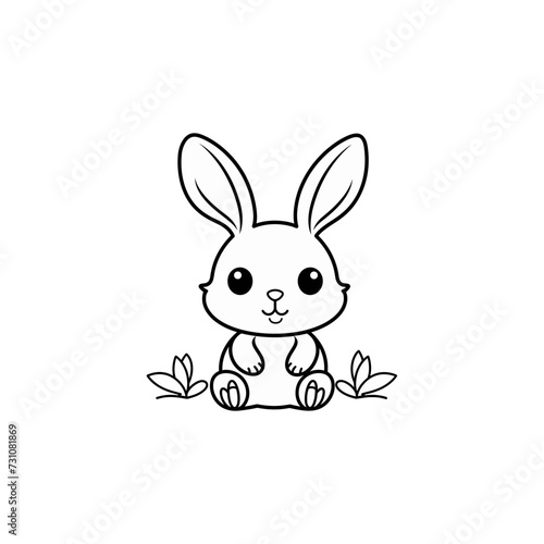 Illustration of a rabbit in outline on a white background, rabbit vector. Easter bunny.