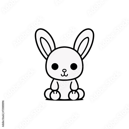 Drawing of a rabbit in outline on a white background, rabbit image.