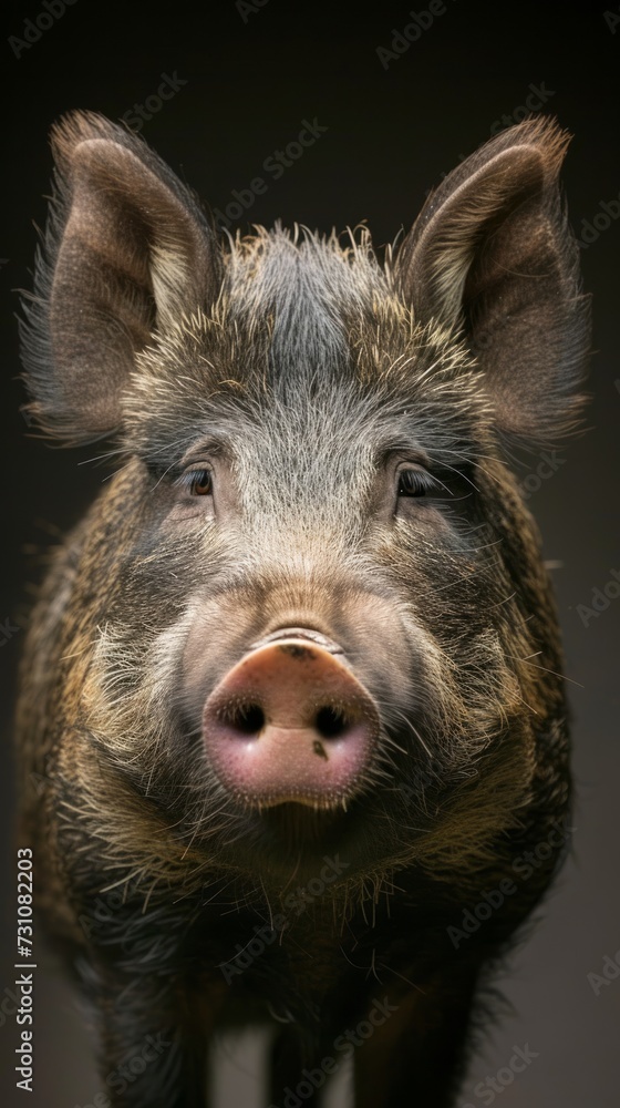 Studio portrait of a wild boar. Studio portrait of a wild boar.