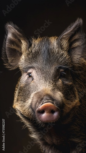 Studio portrait of a wild boar.