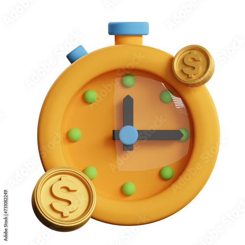 Time Is Money Clock 3D Icon Illustration