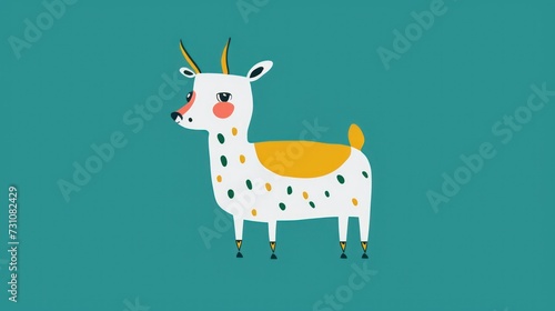a picture of a giraffe with spots on it s body and a red nose on it s head.