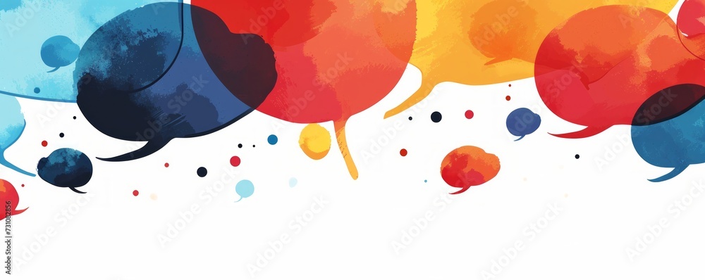 Fototapeta premium Abstract background design element featuring a talking/chatting speech bubble for communication quotes.