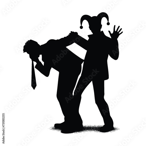  A silhouette vector image of a prank or a joke related to April Fools.
