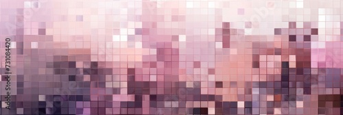 Brown pixel pattern artwork, intuitive abstraction, light magenta and dark gray, grid  © Celina