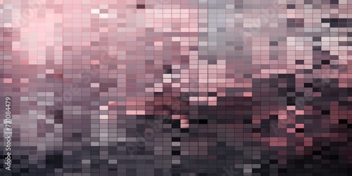 Brown pixel pattern artwork, intuitive abstraction, light magenta and dark gray, grid 