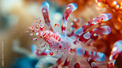 Underwater Ballet: Red and White Sea Anemone Tentacles Swirling
