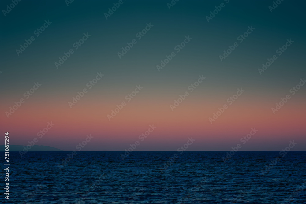 Beautiful dark blue color gradation with light pink sea and sky
