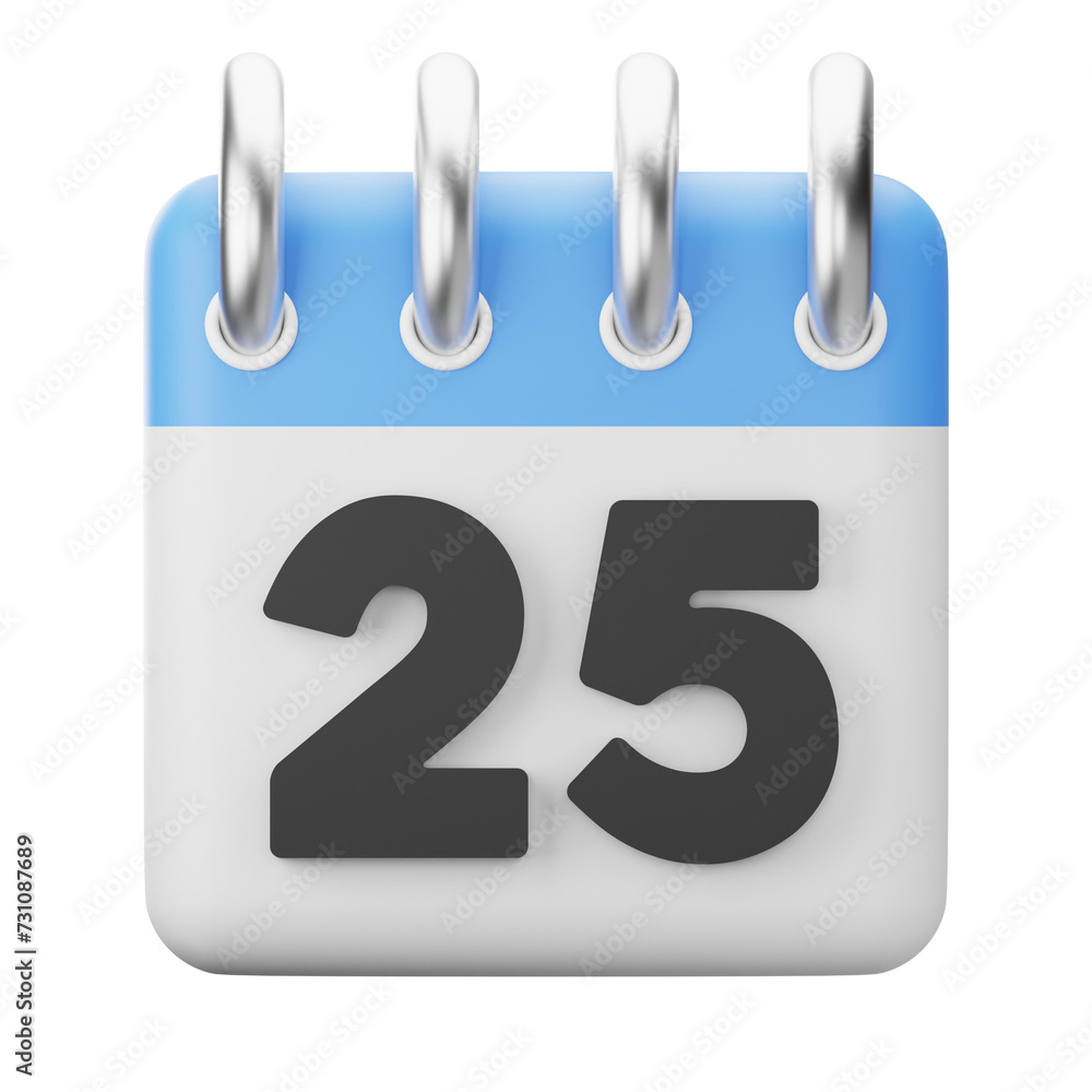 Twenty Fifth Date 3D Icon Calendar Twenty Fifth Date 3D Icon Calendar