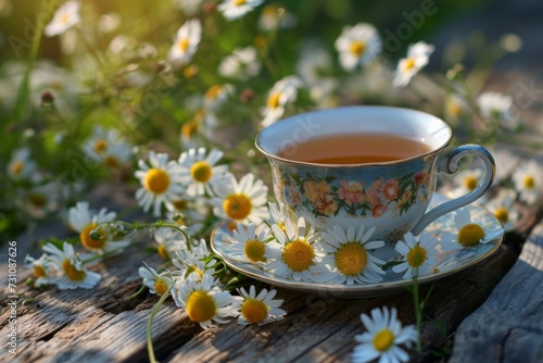 Tea cup with chamomile