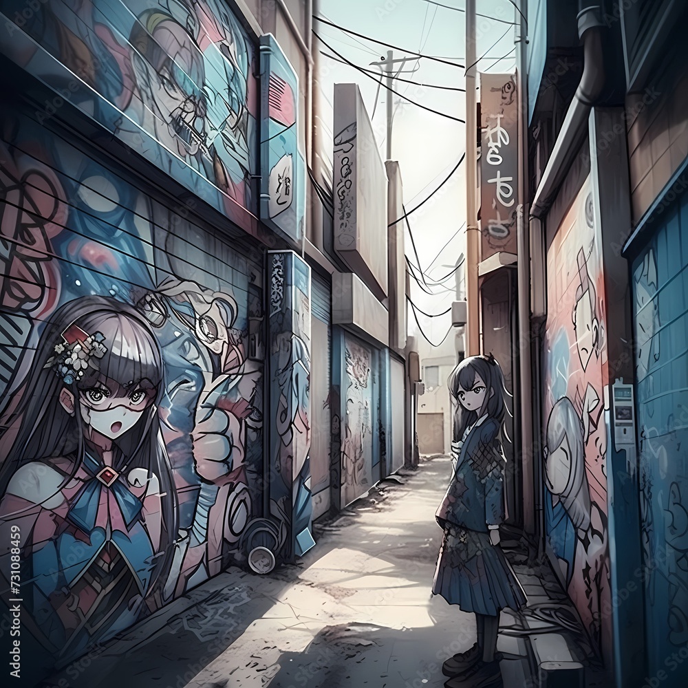 Anime Character in an Urban Alley