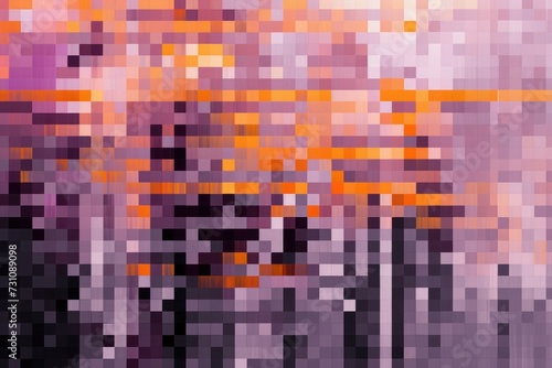 Orange pixel pattern artwork, light magenta and dark gray, grid © Celina