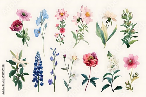 watercolor clip art flowers and botanical illustrations photo