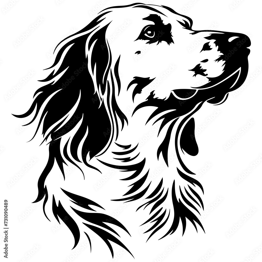 Obraz premium English Setter dog black silhouette logo svg vector, English Setter icon illustration.