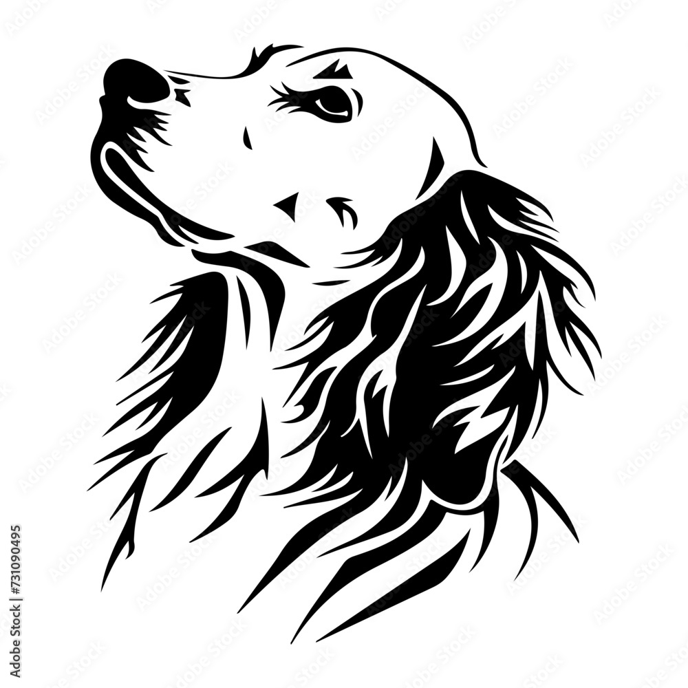 Obraz premium English Setter dog black silhouette logo svg vector, English Setter icon illustration.