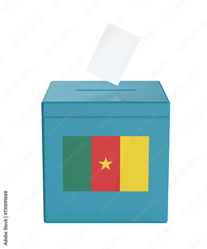 Ballot box with the national flag of Cameroon Ballot box with the national flag of Cameroon