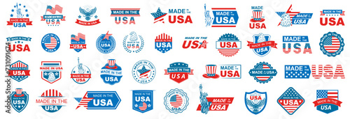 Set of various Made in the USA graphics and labels icon