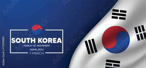 South Korea March 1st Movement (Samiljeol) 1 March waving vector poster