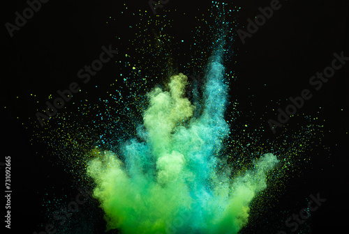 Explosion Of Blue And Green Powder