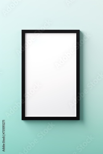 mock-up template for poster or picture blank black frame on a colorful wall