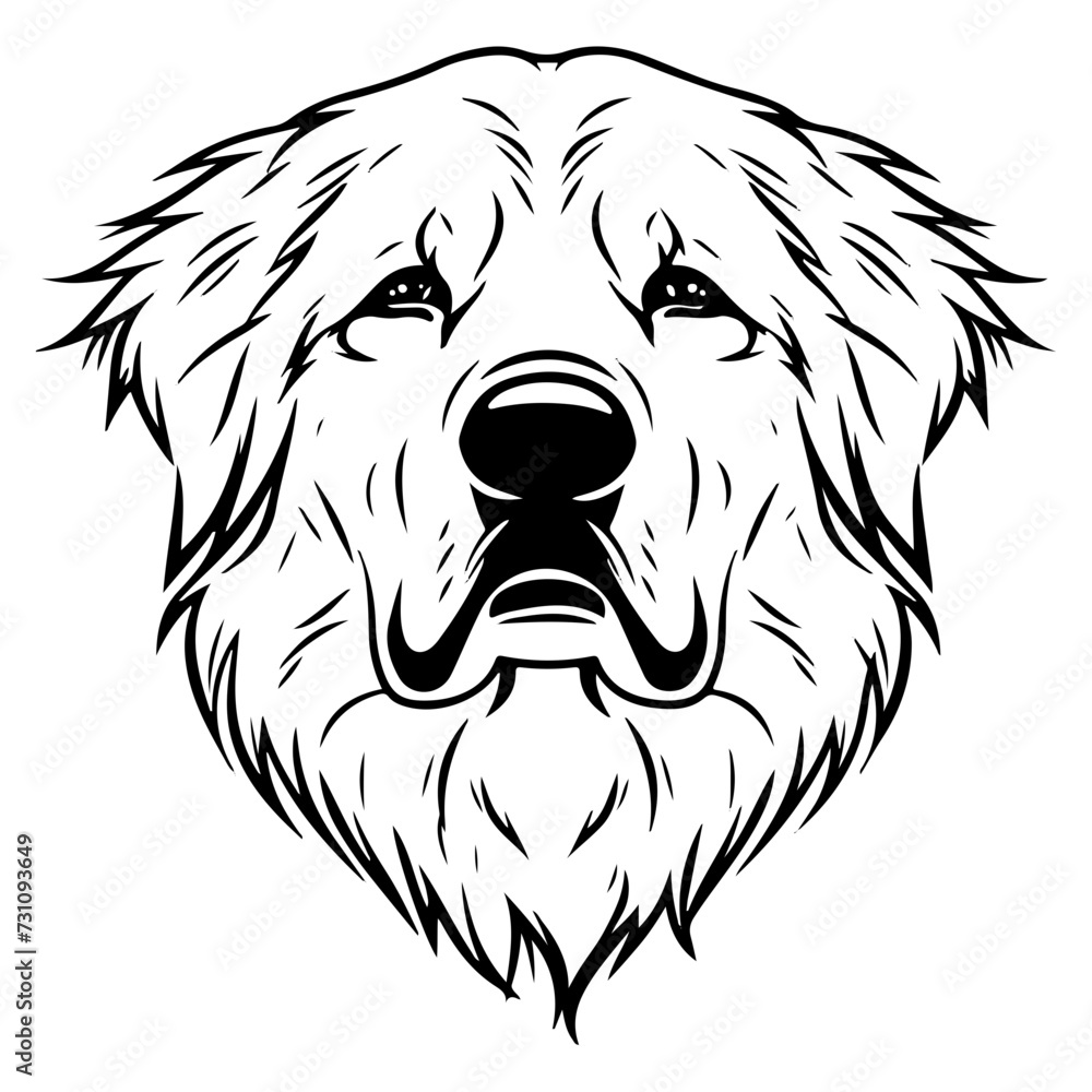 Great Pyrenees dog black silhouette logo svg vector, Great Pyrenees icon illustration.