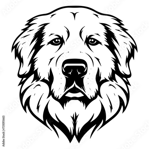 Great Pyrenees dog black silhouette logo svg vector, Great Pyrenees icon illustration.