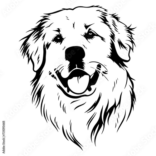 Great Pyrenees dog black silhouette logo svg vector, Great Pyrenees icon illustration. photo