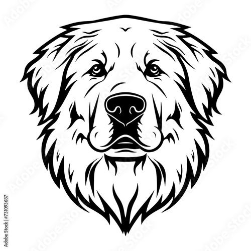 Great Pyrenees dog black silhouette logo svg vector, Great Pyrenees icon illustration.