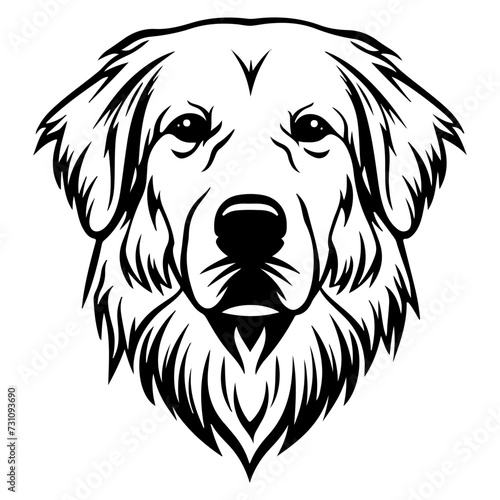 Great Pyrenees dog black silhouette logo svg vector, Great Pyrenees icon illustration.