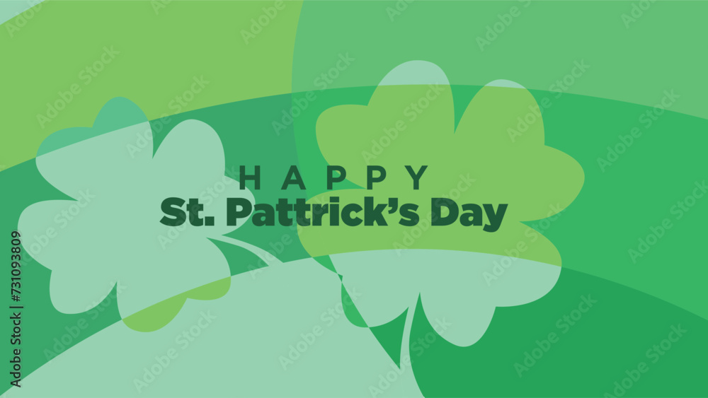 happy st patrick's day greeting card template with white blank place for copy space. shamrock clover leaf abstract backround vector illustration