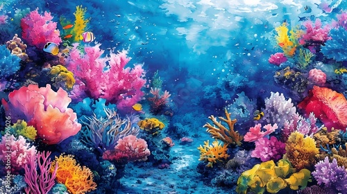  watercolor clip art,marine life and coral reefs © Sagar