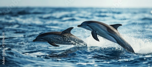 Two dolphins frolicking in the balmy sea. © 2rogan