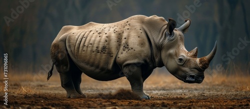 The largest rhinoceros species, Ceratotherium simum, is at risk of extinction. photo