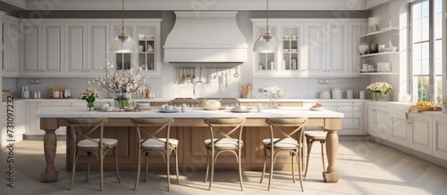 Luxurious modern kitchen interior  luxurious white shades