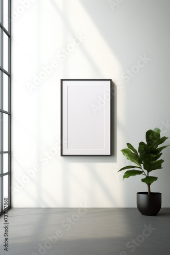 a blank black frame on a colorful wall