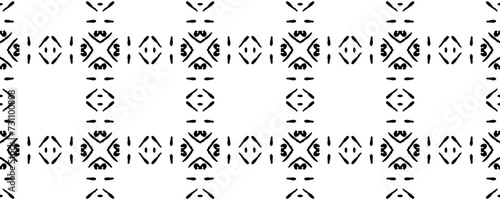 Vector Old Texture. Doodle Geometric Motif. American Print Pattern. Floral Ikat Drawing. Black Pen Geometry. Black Cloth Drawing. Line Doodle Drawn. Ink Flower Drawing. Classic Geometry Paint