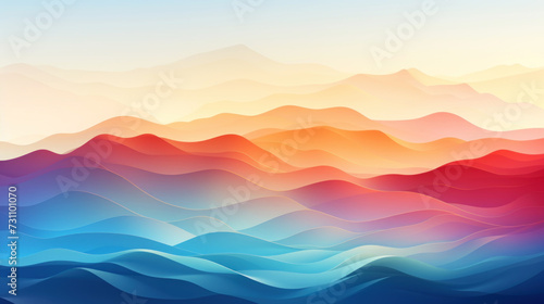Abstract mountains consisting of slabs, gradient color. Colorful wave lines wallpaper background. Generative AI © kovalovds