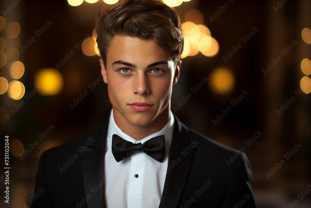 Festive event prom party holiday celebration fancy girl boy students well dressed Generative AI illustration Festive event prom party holiday celebration fancy girl boy students well dressed Generative AI illustration