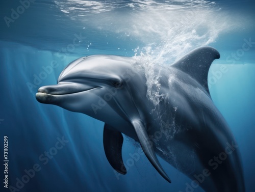 dolphin underwater in the rays of light. Dolphin Day photo