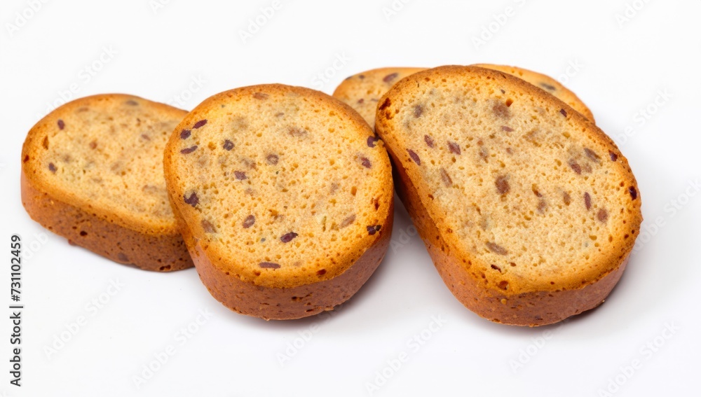 bread with sesame seeds, bread rusk on white background