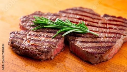 grilled beef steak with rosemary