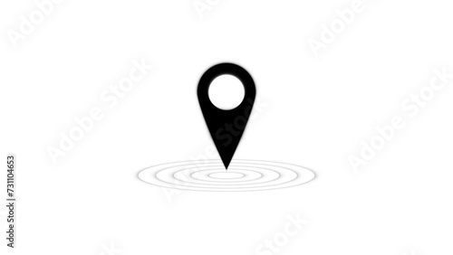Location icon animation Location map pin pointer on GPS Map tracker animation. Appearing pointer for a map. Point of interest. Sign and pin to indicate the route and location on the video maps
