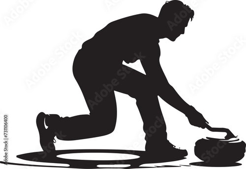 curling silhouette vector illustration